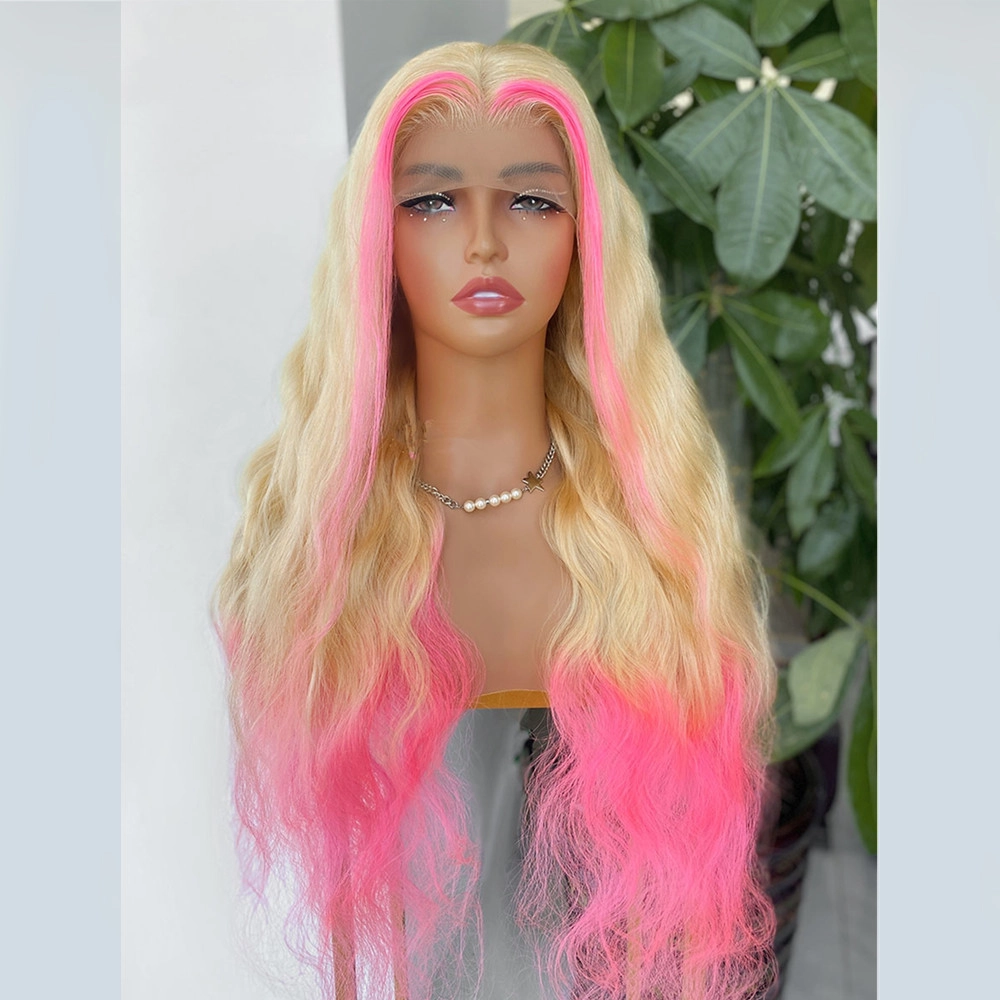 30inch Blonde Pink Color Transparent Lace 13x4 Lace Frontal Wig